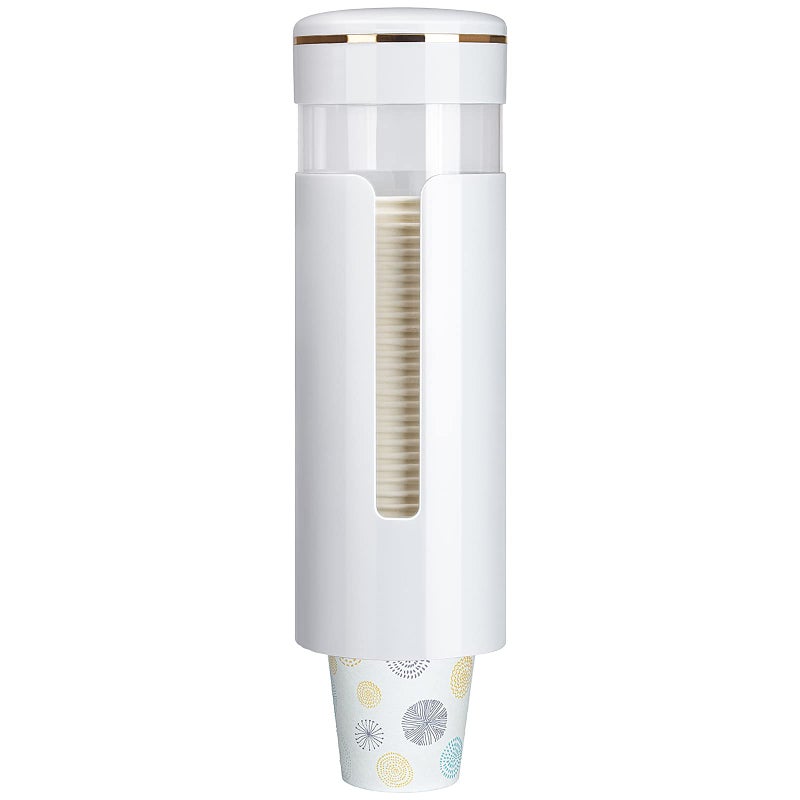 MYITYARD Cup Dispenser  Wall Mount Water Cooler Cup Dispenser fits 4-7 oz Disposable Paper and Plastic Cups  Pull Type Cup Holder for Bathroom  Office  Break Room  Gym  White - Image 1